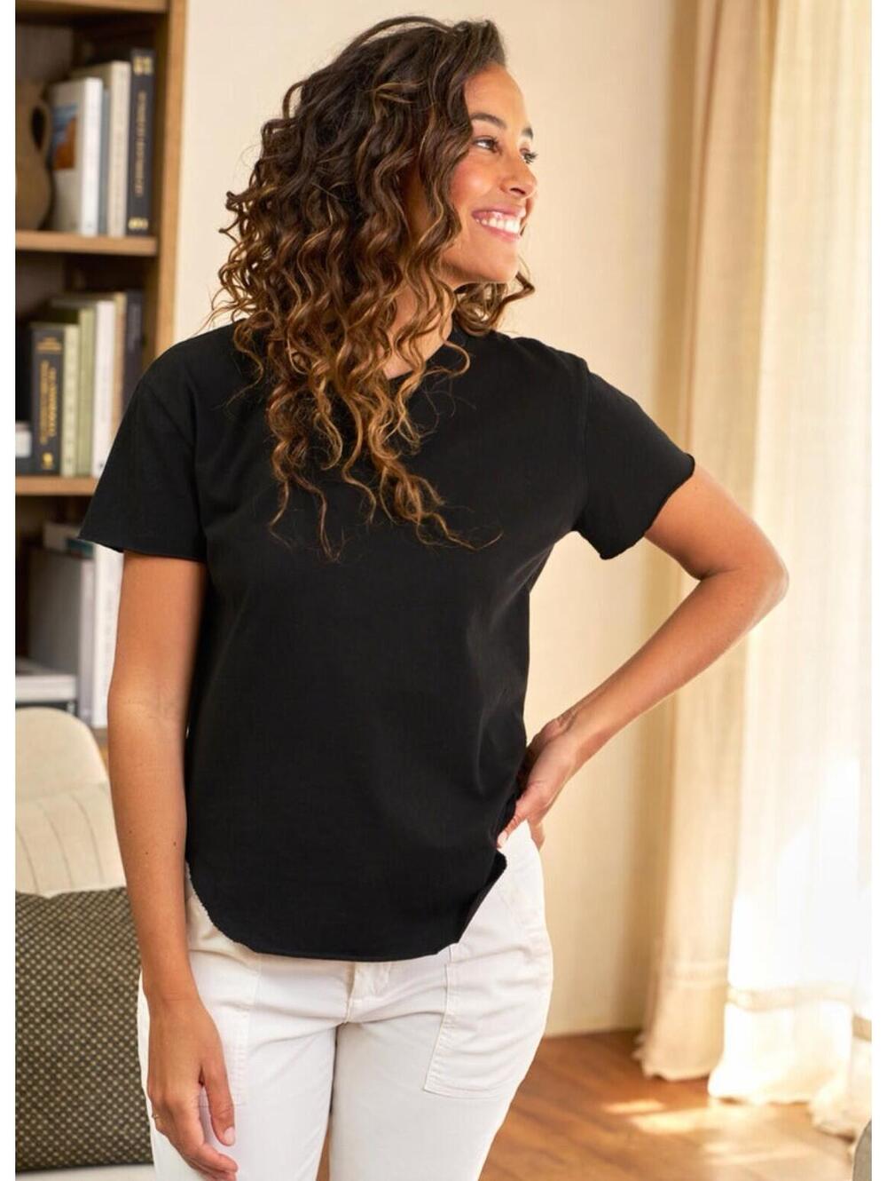 New Frank & Eileen Theo Perfect Tee Short Sleeve Top In Black Size M
